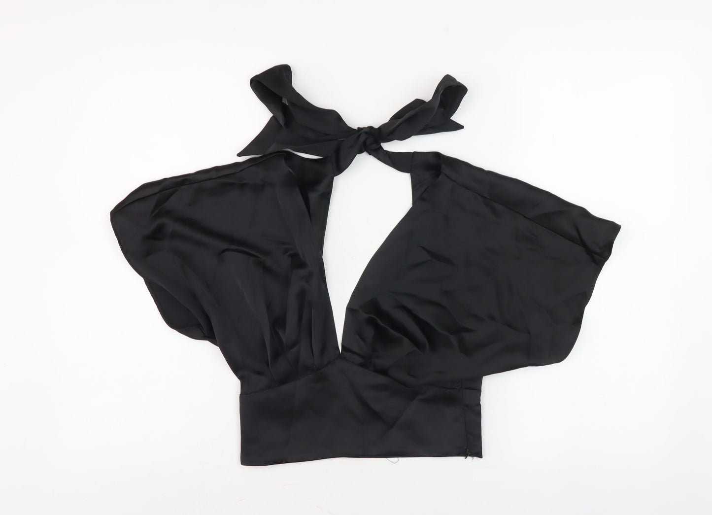 Womens UK Size 6 Zara Black Cropped Blouse