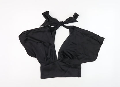 Womens UK Size 6 Zara Black Cropped Blouse