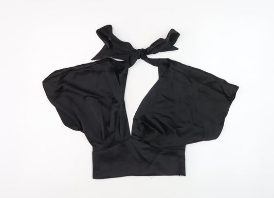 Womens UK Size 6 Zara Black Cropped Blouse