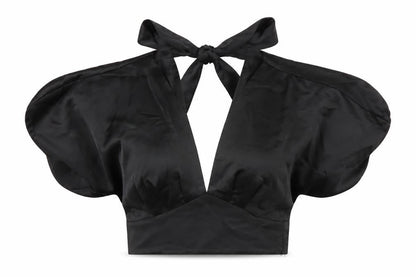 Womens UK Size 6 Zara Black Cropped Blouse