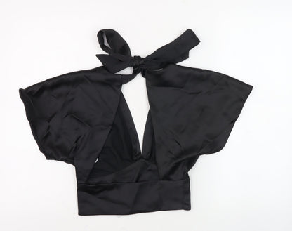 Womens UK Size 6 Zara Black Cropped Blouse