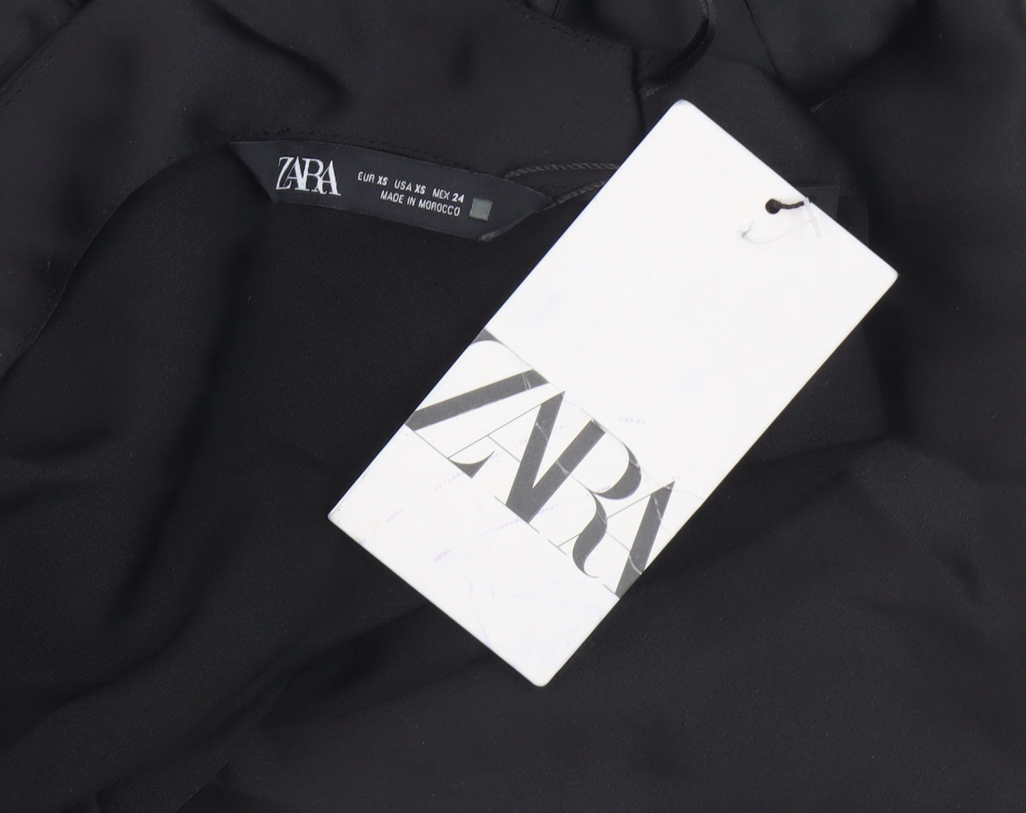 Womens UK Size 6 Zara Black Cropped Blouse