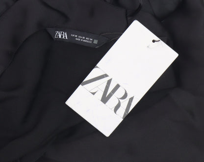 Womens UK Size 6 Zara Black Cropped Blouse