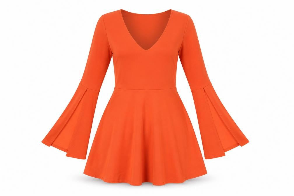 Boohoo Women's Orange V-Neck Fit & Flare Dress, Size 6
