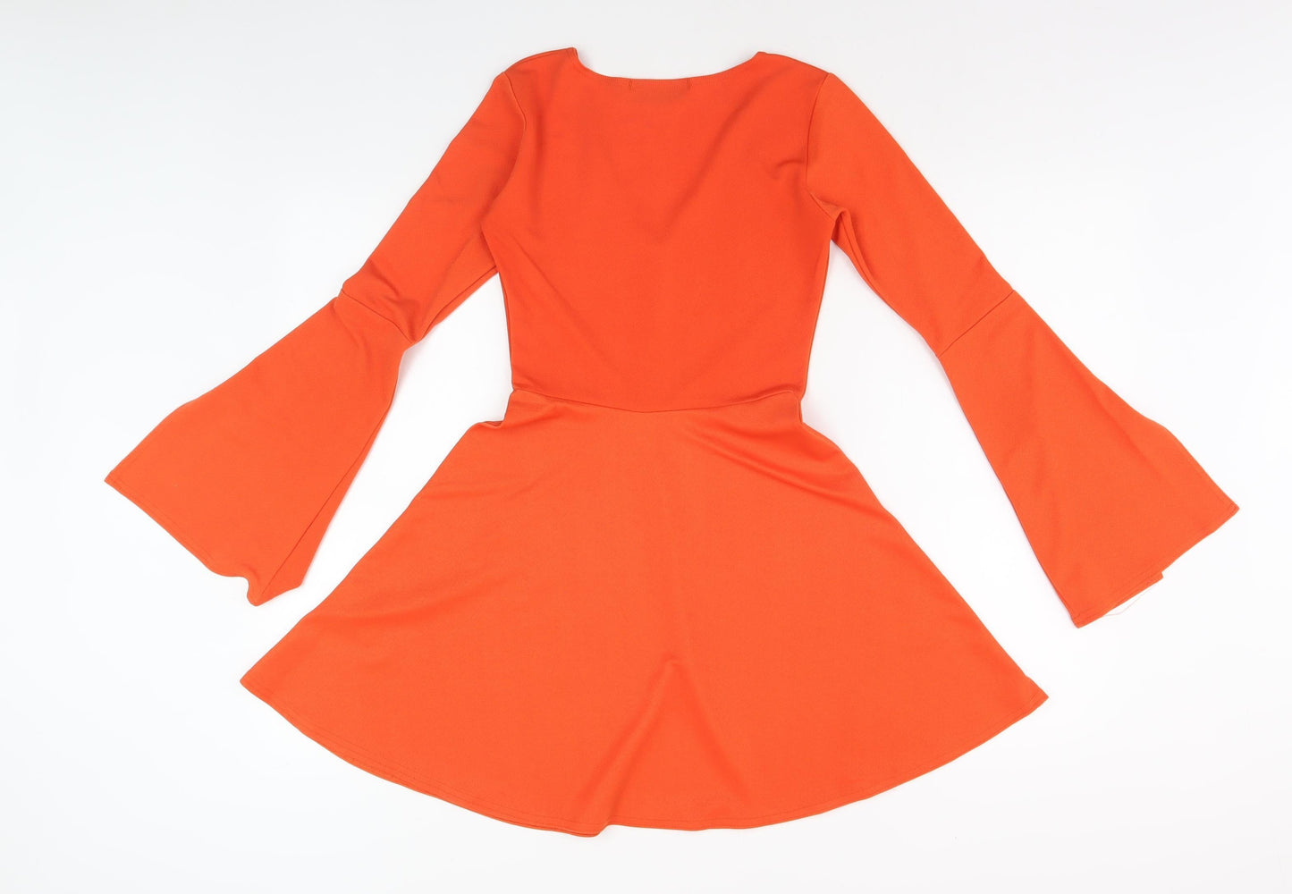 Boohoo Women's Orange V-Neck Fit & Flare Dress, Size 6