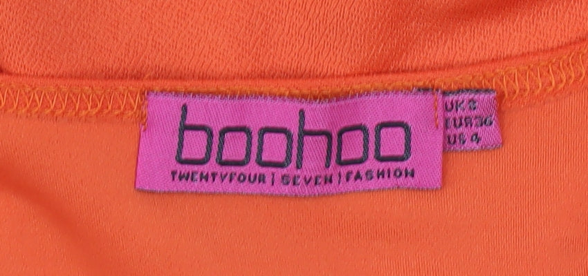 Boohoo Women's Orange V-Neck Fit & Flare Dress, Size 6