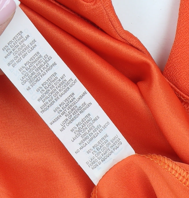 Boohoo Women's Orange V-Neck Fit & Flare Dress, Size 6