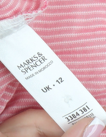 Womens UK Size 12 Marks and Spencer Pink Basic Button-Up