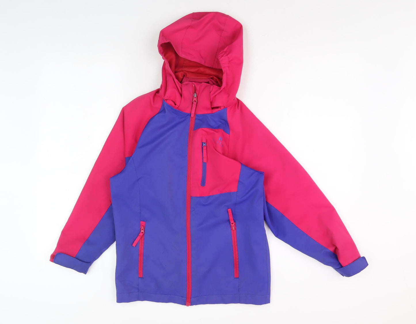 HIGEAR Girls Pink Blue Ski Jacket, Size 7-8, Waterproof
