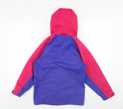 HIGEAR Girls Pink Blue Ski Jacket, Size 7-8, Waterproof