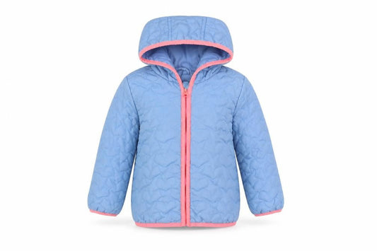 Front view of Marks & Spencer unisex blue puffer jacket 2-3 yrs