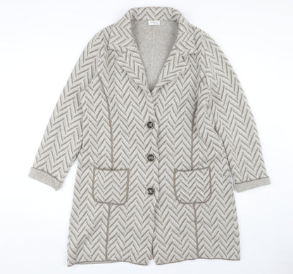 Faber Women's Beige Cardigan Herringbone Pattern