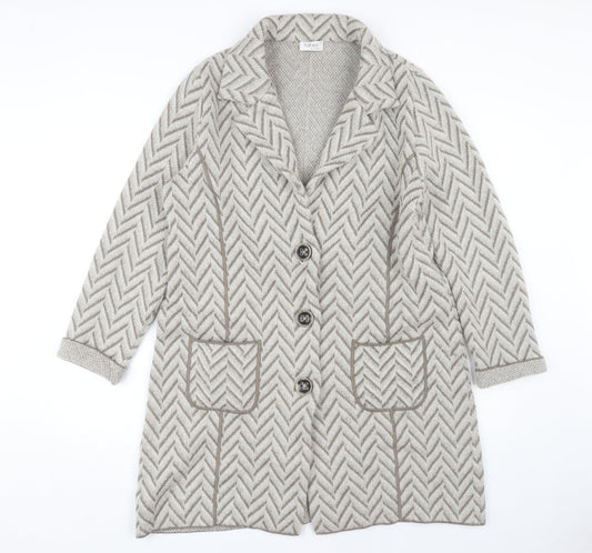 Faber Women's Beige Cardigan Herringbone Pattern