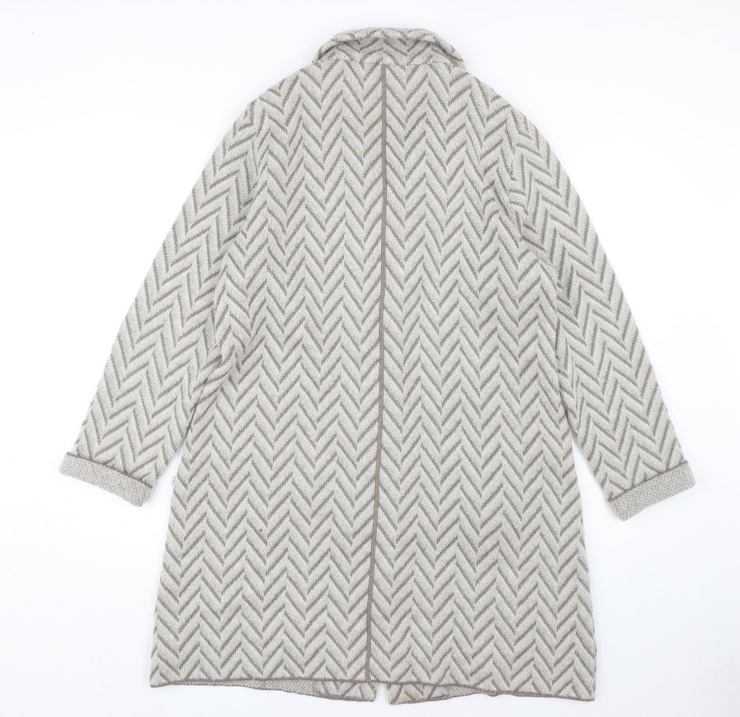 Faber Women's Beige Cardigan Herringbone Pattern
