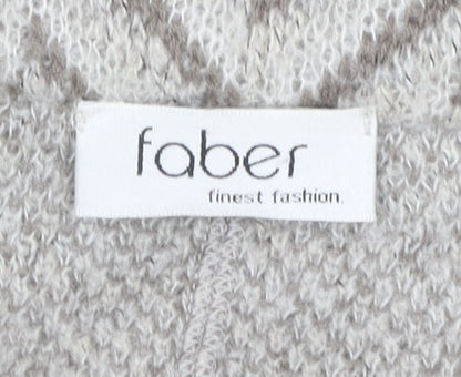Faber Women's Beige Cardigan Herringbone Pattern