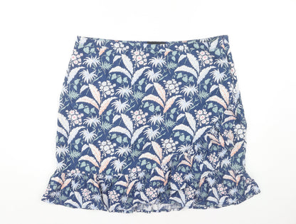 Next Women's Blue Floral Linen Skirt, Size 18 Tall