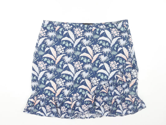 Next Women's Blue Floral Linen Skirt, Size 18 Tall