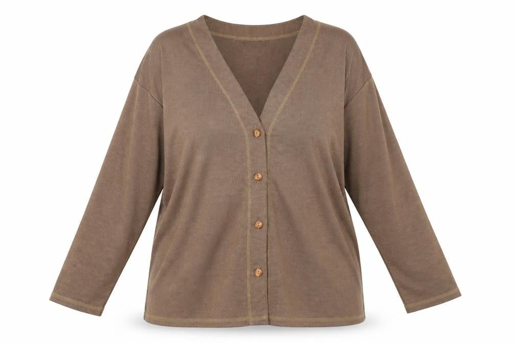 Womens UK Size 22 C&A Brown Cardigan Jumper