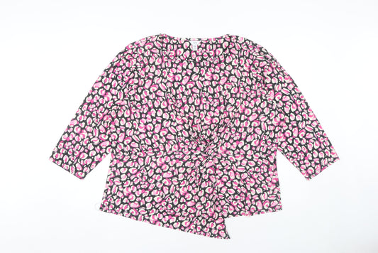 M&Co Women's Pink Animal Print Blouse Size 22