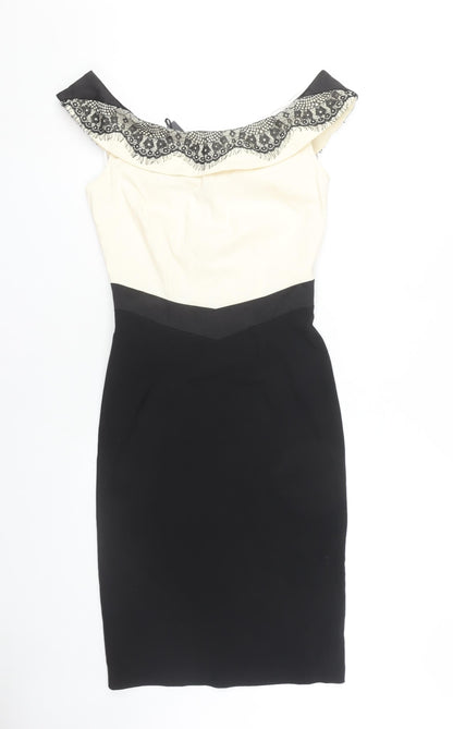Hybrid Women's Ivory Black Pencil Dress Size 10