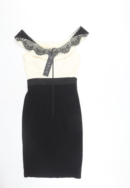 Hybrid Women's Ivory Black Pencil Dress Size 10
