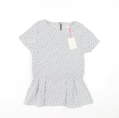 Almari Women's White Geometric Top
