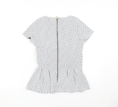 Almari Women's White Geometric Top