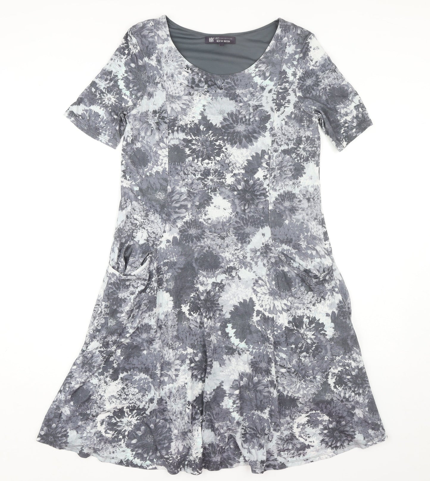 Marks and Spencer Women's Grey Floral Dress Size 12