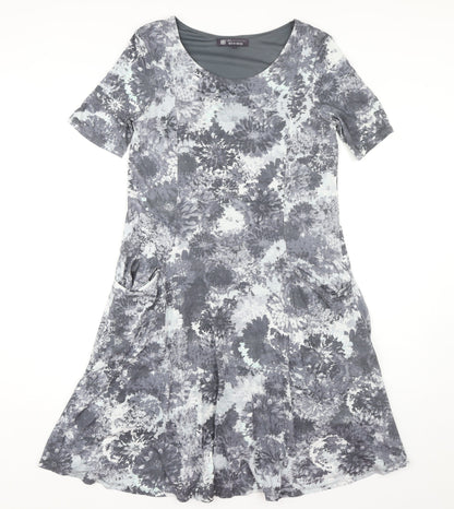 Marks and Spencer Women's Grey Floral Dress Size 12