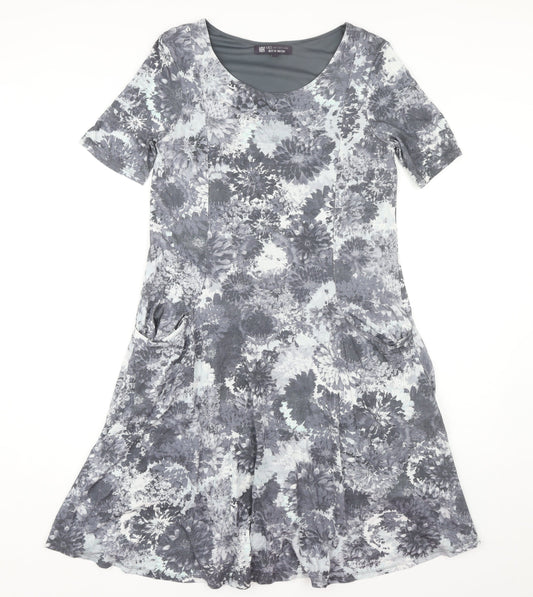 Marks and Spencer Women's Grey Floral Dress Size 12