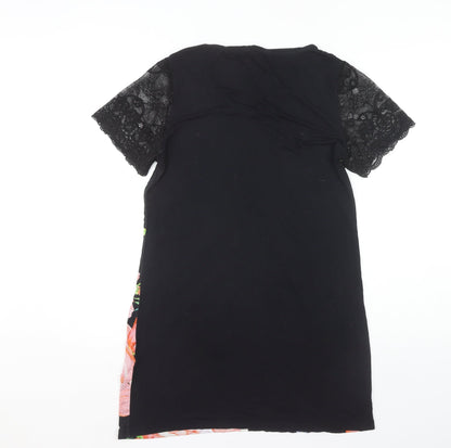 Lipsy Women's Black Floral Shift Dress Size 12