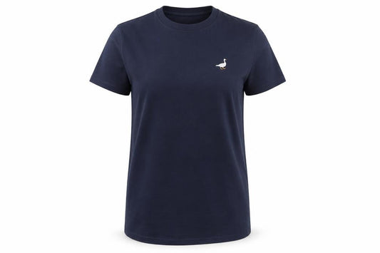 Front view of G&G unisex adults blue t-shirt, size S, crew neck