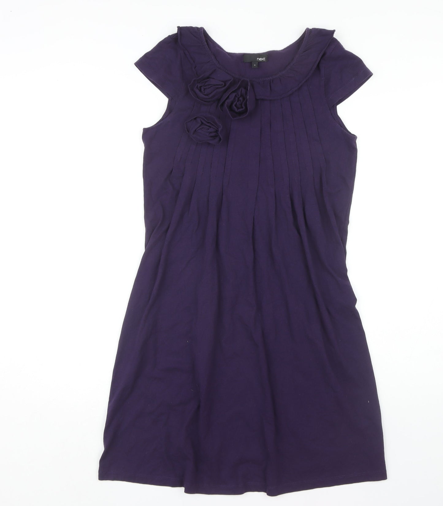Next Women's Purple Dress Size 10 with Flower Accents