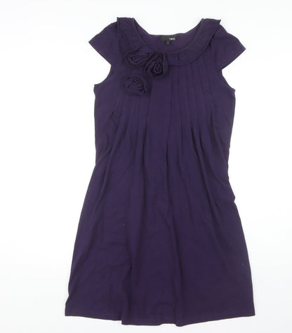 Next Women's Purple Dress Size 10 with Flower Accents
