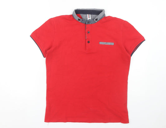 TMK Jeans Men's Red Polo Shirt, Size M, Short Sleeve