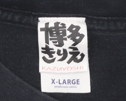 Kazuyoshi Men’s Black XL Graphic Print T-Shirt