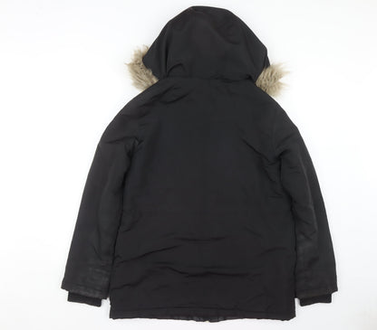 Womens UK Size S Oasis Black Parka Coat