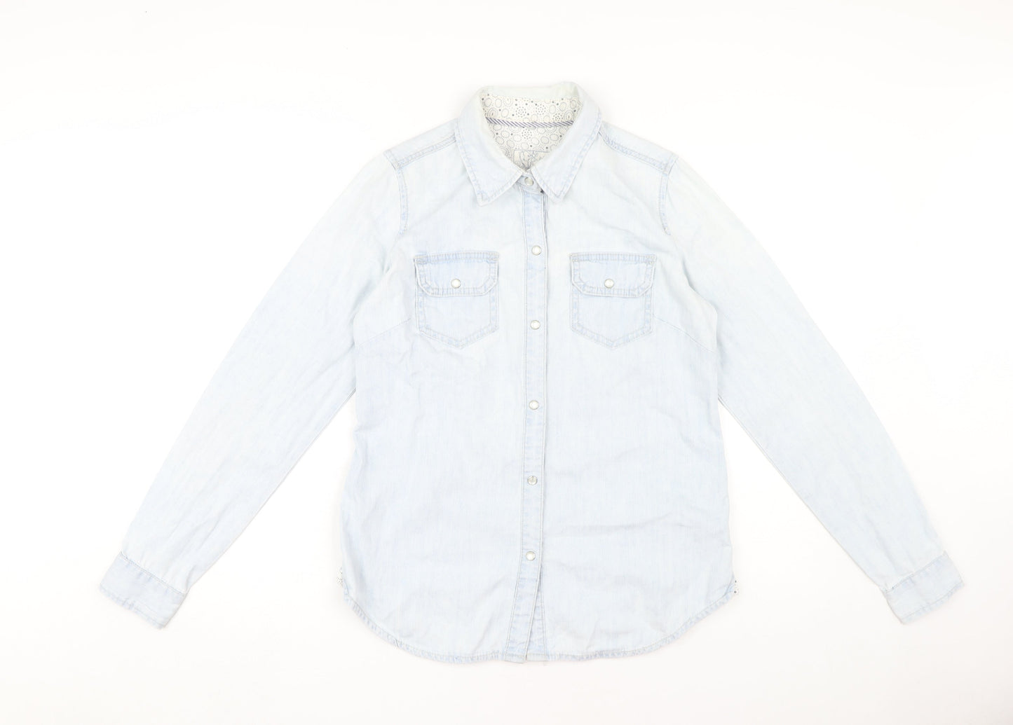 Womens UK Size 10 Fat Face Blue Basic Button-Up