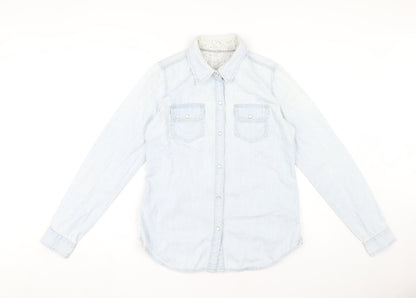 Womens UK Size 10 Fat Face Blue Basic Button-Up