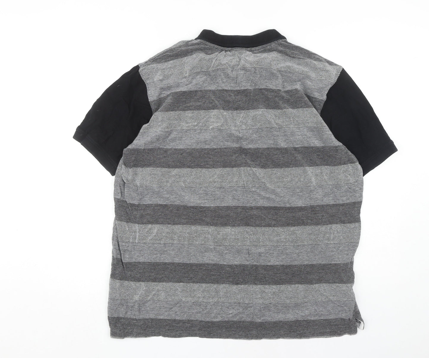 McKenzie Men's Black & Grey Striped Polo Shirt XL