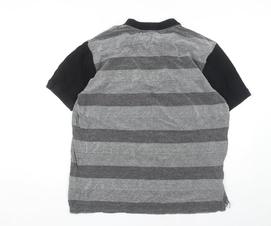 McKenzie Men's Black & Grey Striped Polo Shirt XL