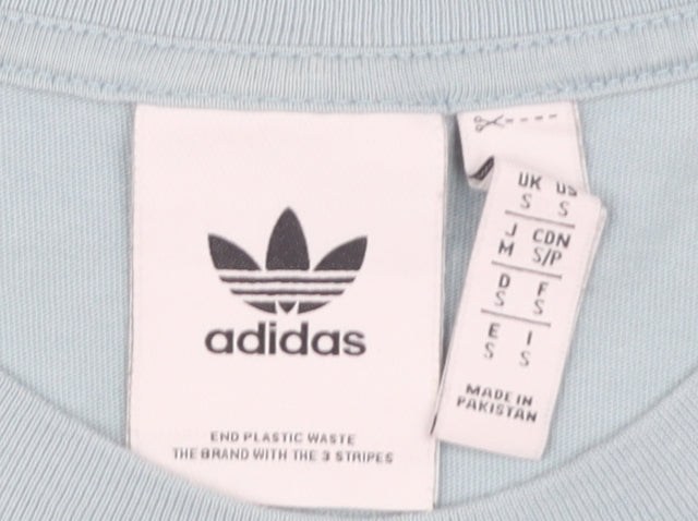 Adidas Men Blue T-Shirt Crew Neck S Logo Accent