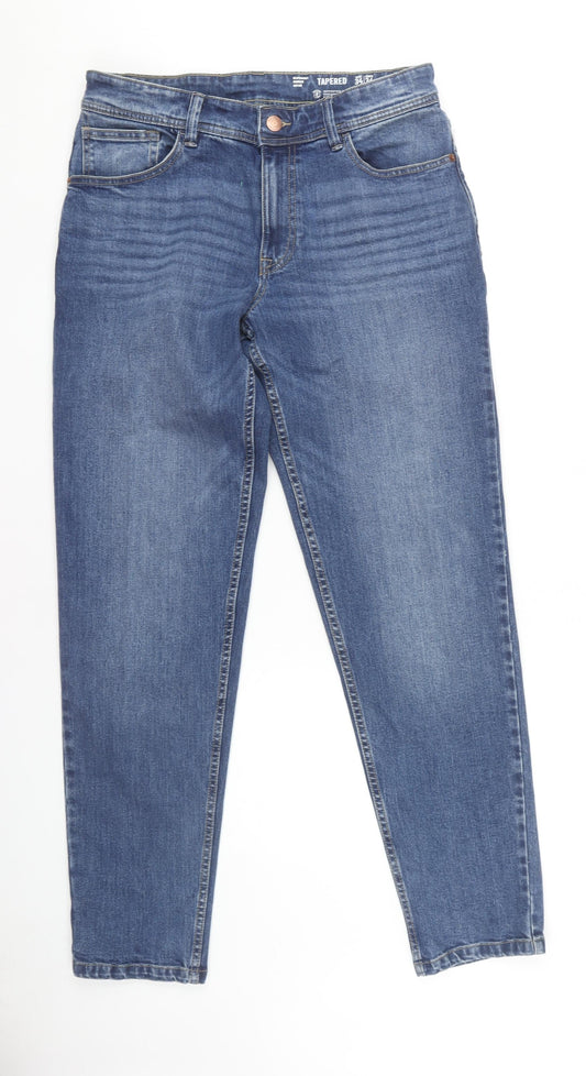 F&F Men's Blue Tapered Jeans, Size 34, Medium Wash