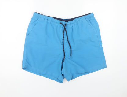 Maine Men's Blue Swim Shorts L Elastic Waist