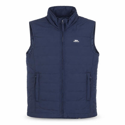 Front view of Trespass boys’ blue bodywarmer jacket 11-12 years