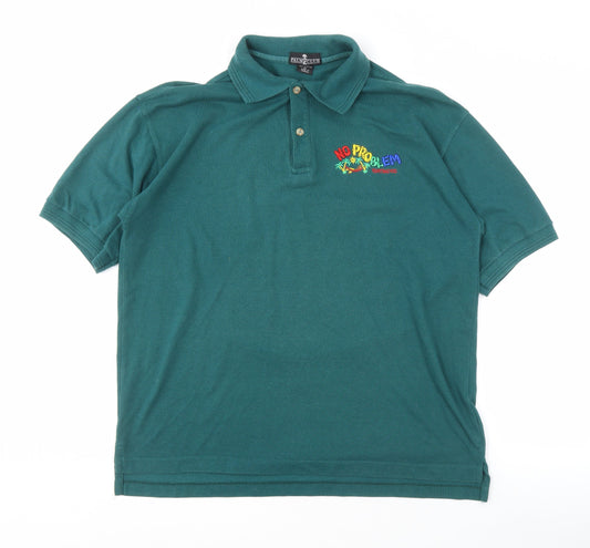 Palm Club Men's Green XL Graphic Print Polo Shirt