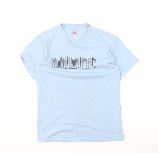 Hanes Unisex Adults Blue Basic T-Shirt M