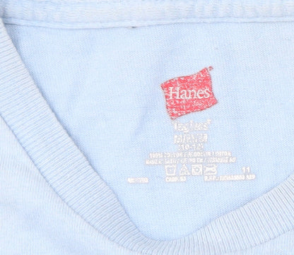 Hanes Unisex Adults Blue Basic T-Shirt M