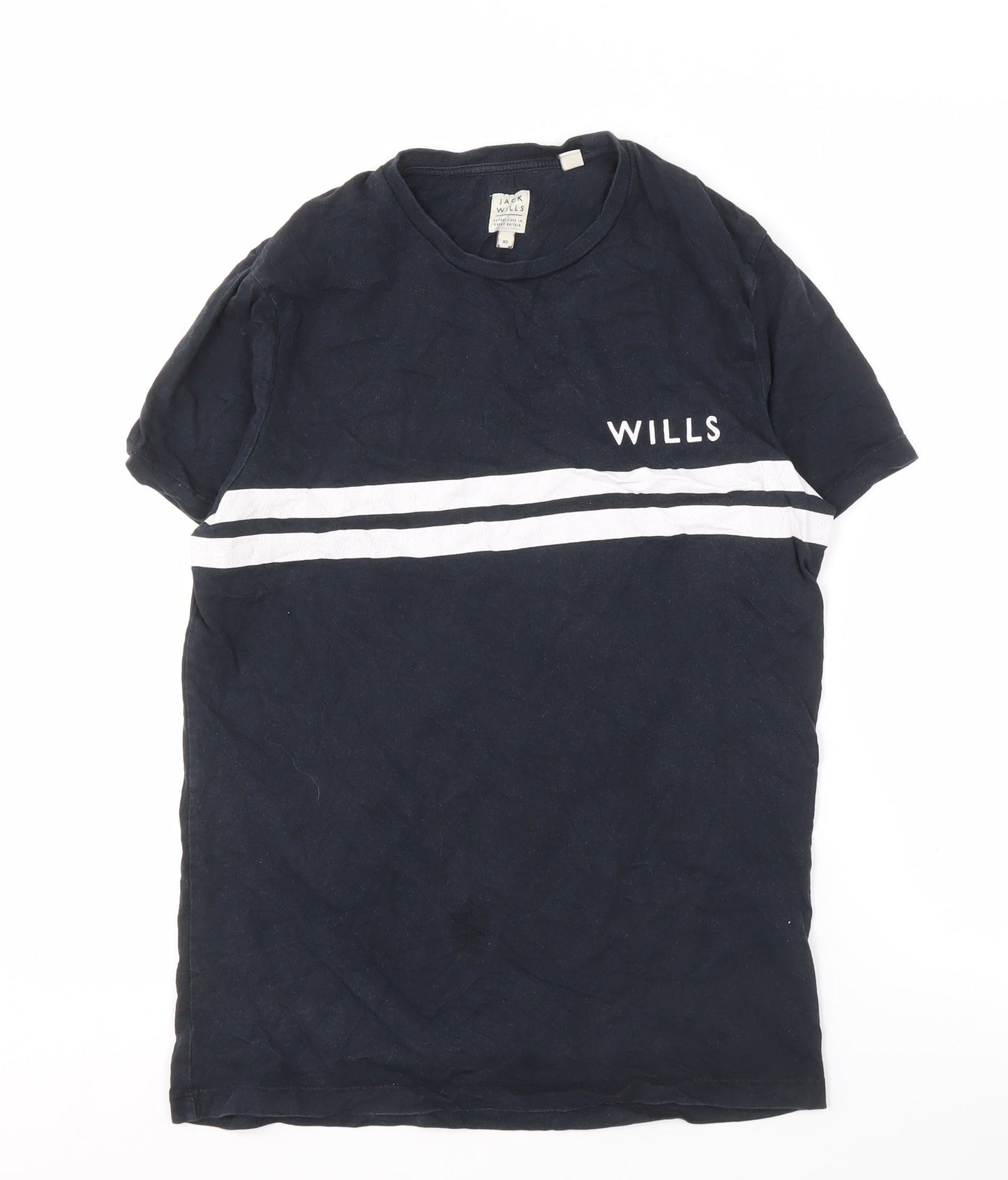 Jack Wills Men's XS Black Crew Neck T-Shirt, Stylish Striped