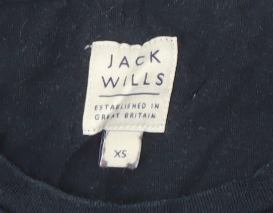 Jack Wills Men's XS Black Crew Neck T-Shirt, Stylish Striped